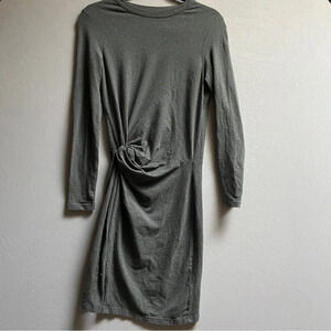Design Lab Lord & Taylor Organic Cotton Long Sleeve Ruched Dress Grey XS